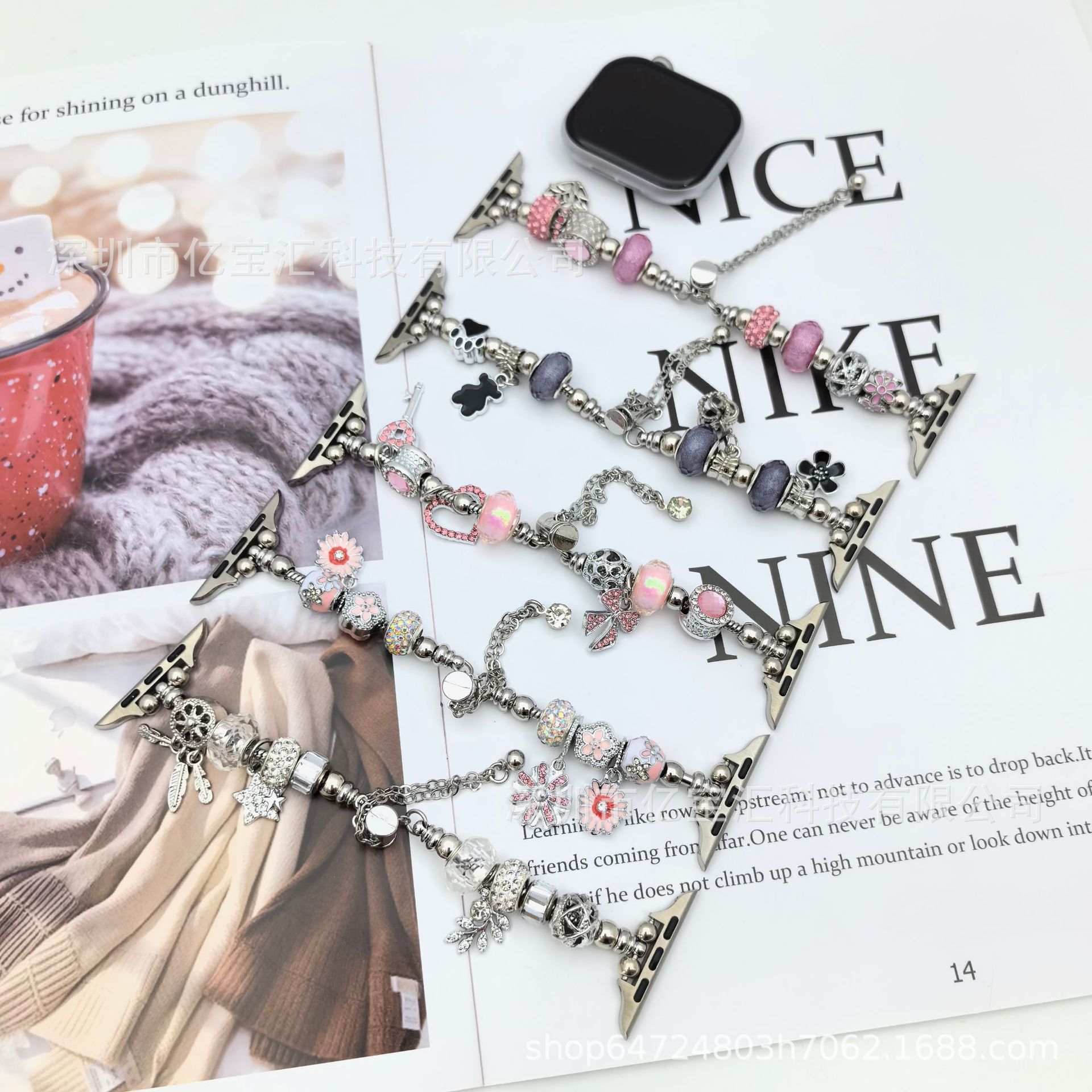 10Th Generation 42/46mm Suitable for Apple Watch Apple iWatch Pandora Pendant Metal Acrylic Strap 9