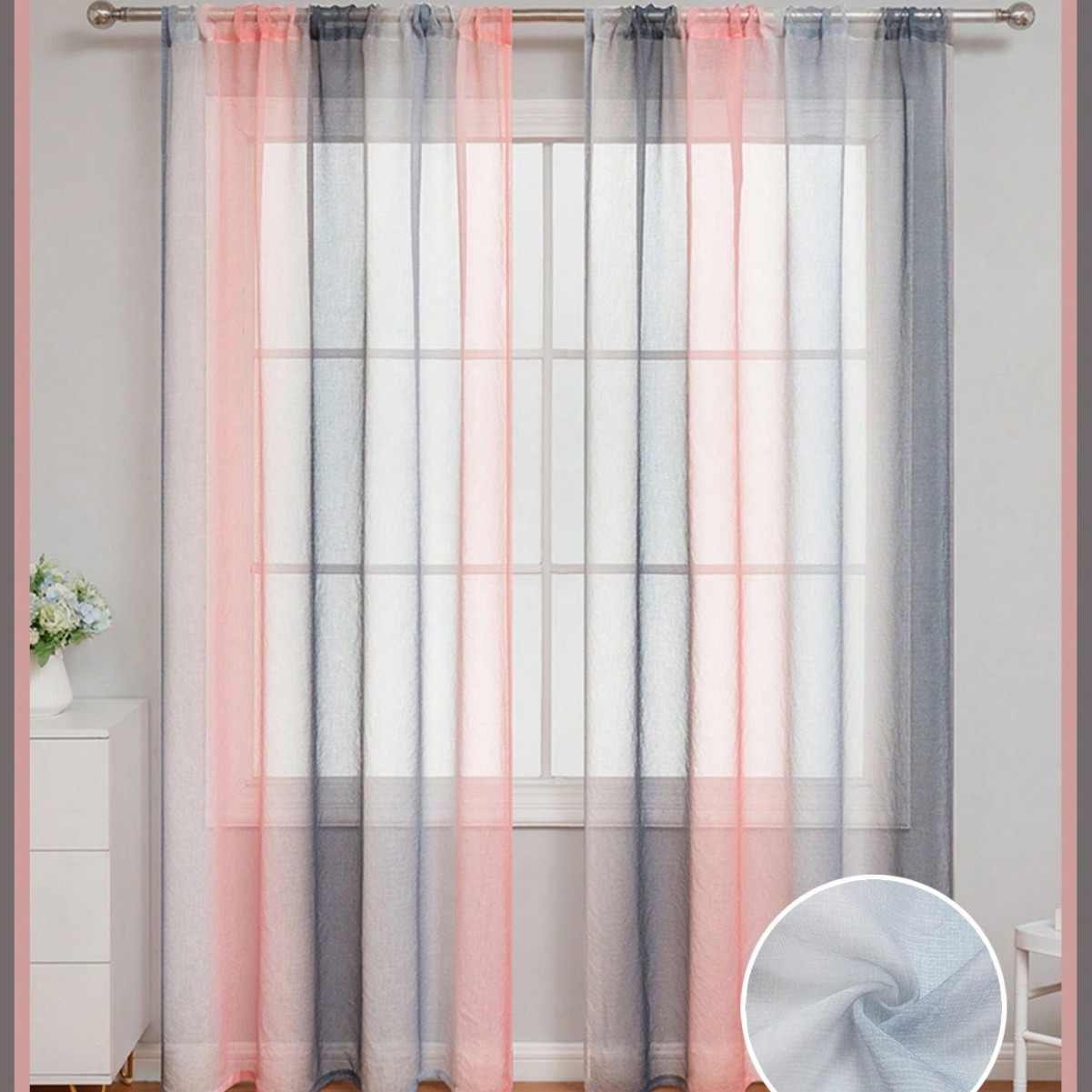 Meikduo SHEIN pantalla de ventana terminada para el cabello, hilo degradado, hilo de ventana verde púrpura rosa, fábrica de origen de cortina al por mayor