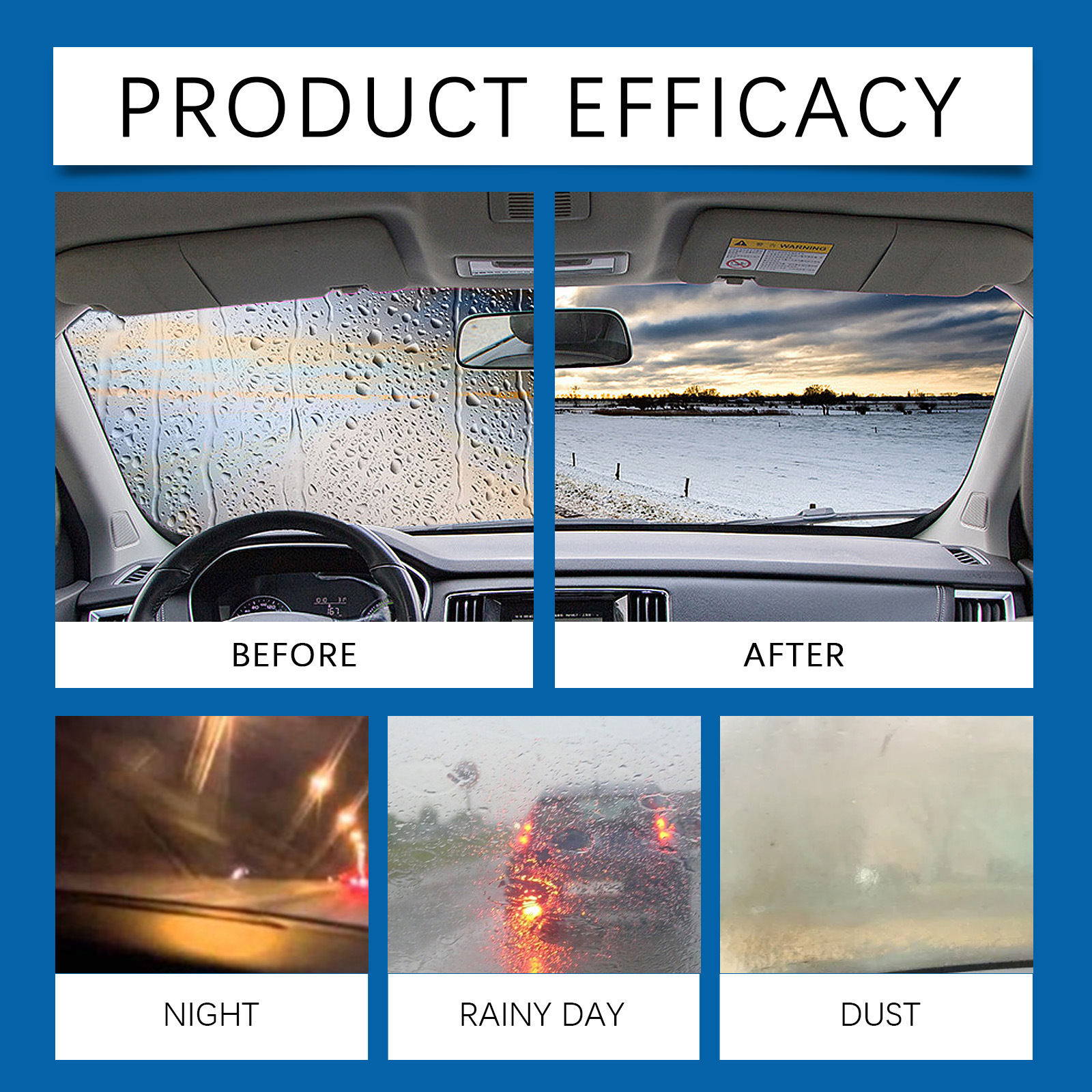 Rayhong Car Glass Oil Film Cleaner, Car Window Windshield Cleaning, Rain-Proof and Anti-Fog Car Glass Cleaner