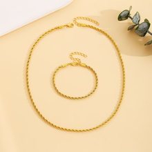 18k金项链麻绳链彩金麻花素链复古简约不锈钢锁骨链水贝爆款批发