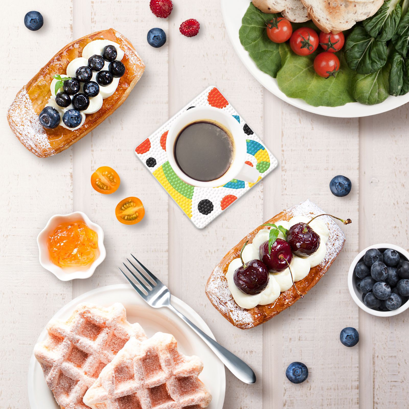 Accesorios para pintura con diamantes, herramientas artesanales para el hogar y la cocina, posavasos cuadrados creativos, posavasos acrílicos con forma de gato.