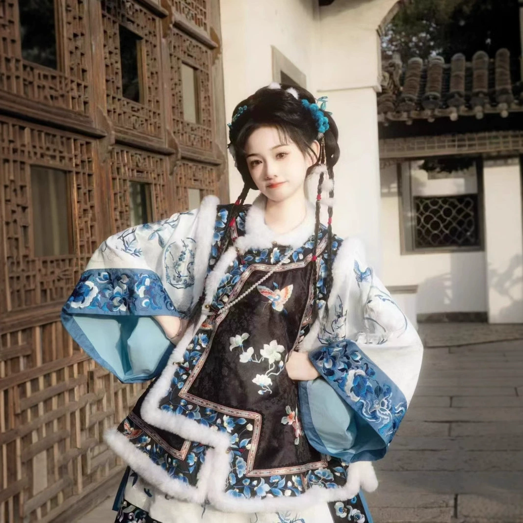 Цинханьские женские жилеты зимой плюшевые черные дикие новые китайские бабушки