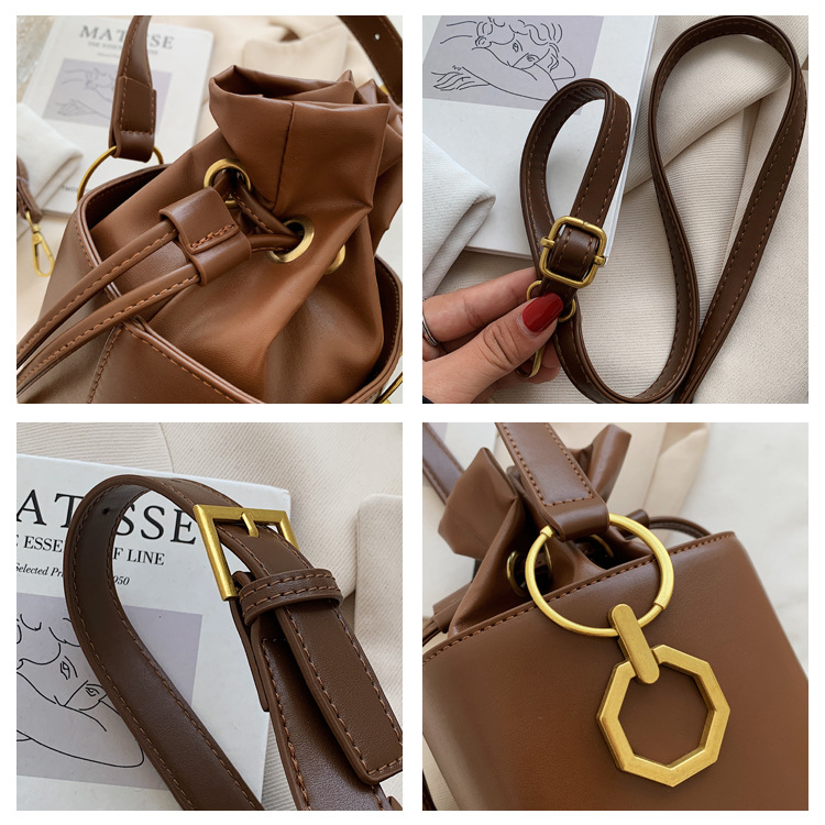 Fashion Drawstring Type Shoulder Messenger Bucket Bag Wholesale Nihaojewelry display picture 14