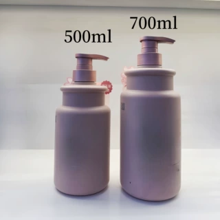 定制500ml 700ml 塑料HDPE 塑料可加毛绒料乳液泵瓶空瓶日化包材
