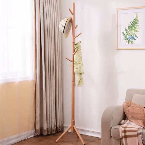 Simple wooden hanger, home use bedroom hat rack, living room creative clothing rack, storage, American floor-standing hanger