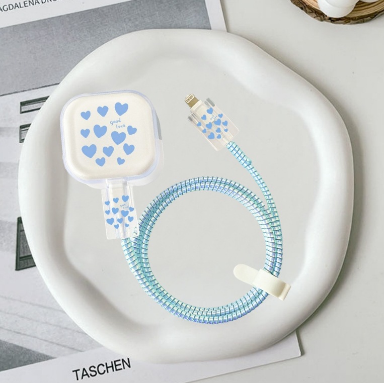 둥근 파란색 사랑 [5종 세트-큰 머리 1-작은 머리 2-보호 로프 1-스트랩 1]