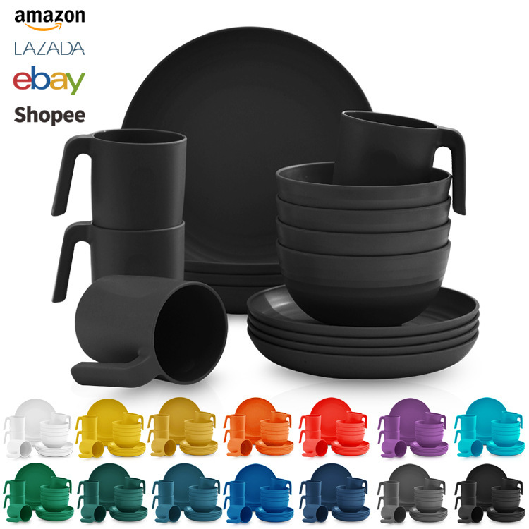 Amazon クロスボーダー プラスチック食器セット ディスク 16 アウトドア ピクニック 再利用可能なプラスチック食器|undefined