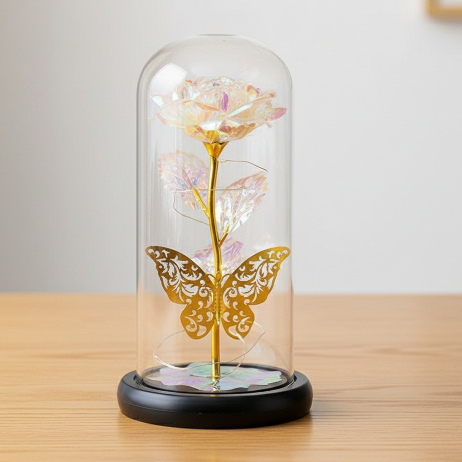 Amazonas transfronterizas flores inmortales cubierta de vidrio de oro de flores de flores de Navidad Día de la Madre Regalos de Día de San Valentín Decoraciones creativas