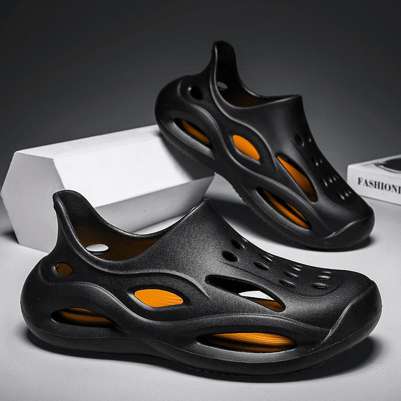 Sandalias para hombres, deportes al aire libre de verano, zapatos con agujeros de mierda, modelos para hombres 2025, nuevas sandalias Baotou de playa de gran tamaño 45