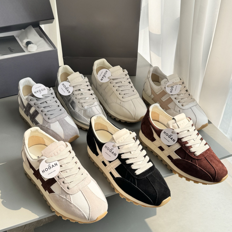 2025 Spring New Hogan Thick-soled Casual Shoes Couples Trendy Fashion Lace-up Color-block Frosted sneaker