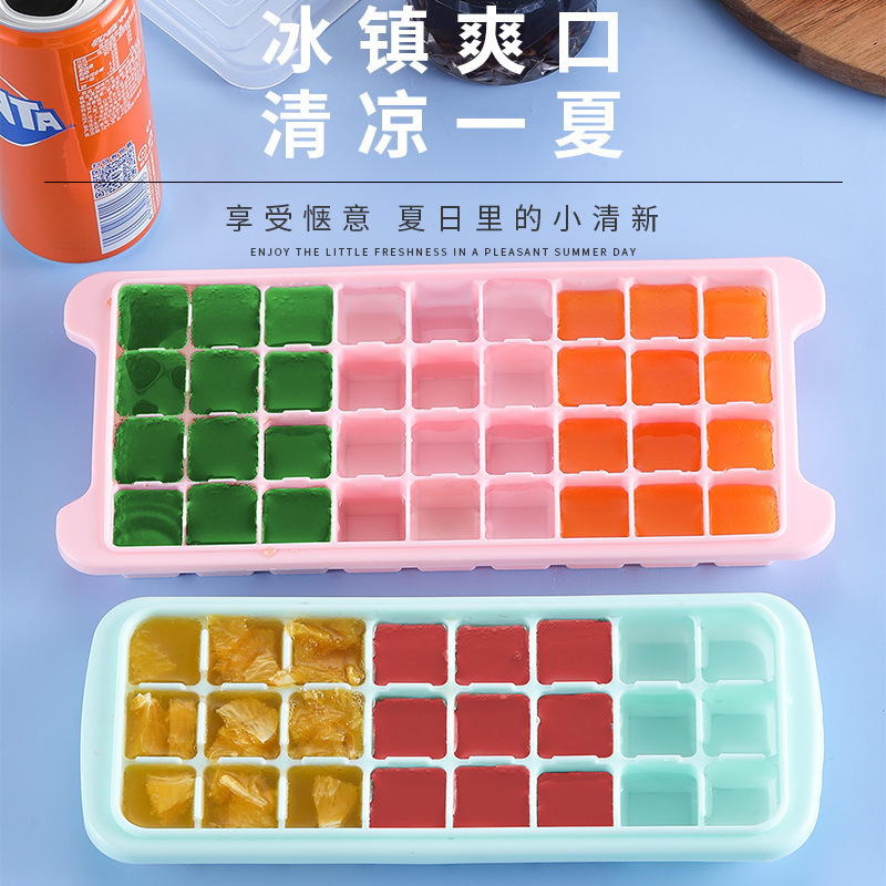 Inventario al por mayor de silicona hielo caja de hielo congelación molde de hielo con cubierta artefacto de hielo doméstico congelador rápido
