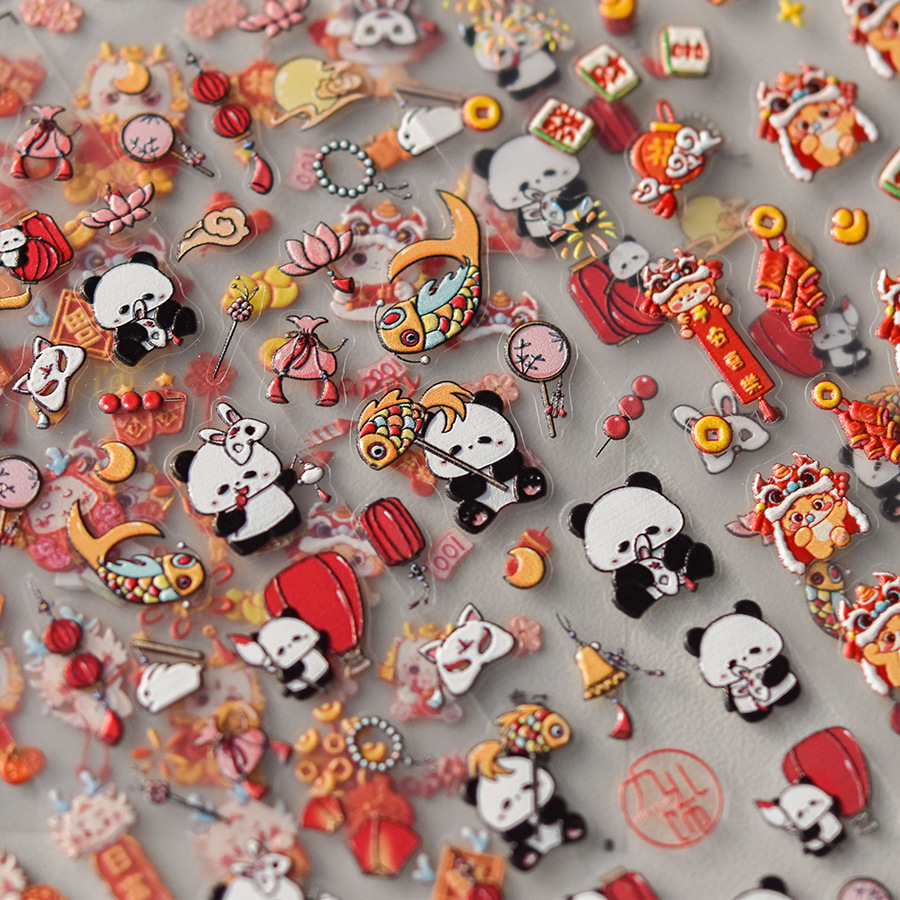 Tomoni pegatinas de uñas en relieve popular vintage pegatinas de uñas fábrica al por mayor japonés primavera dragón 3455