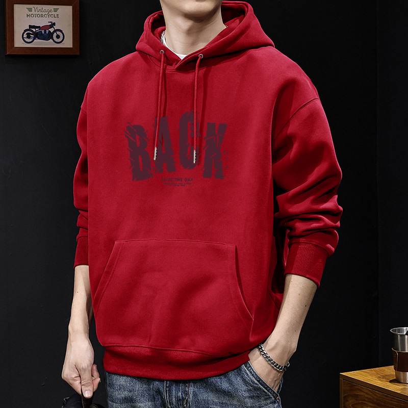 Peso pesado chaqueta encapuchada hombre encapuchado otoño y invierno letra impresa chaqueta casual chaqueta de moda adolescente hombre grueso
