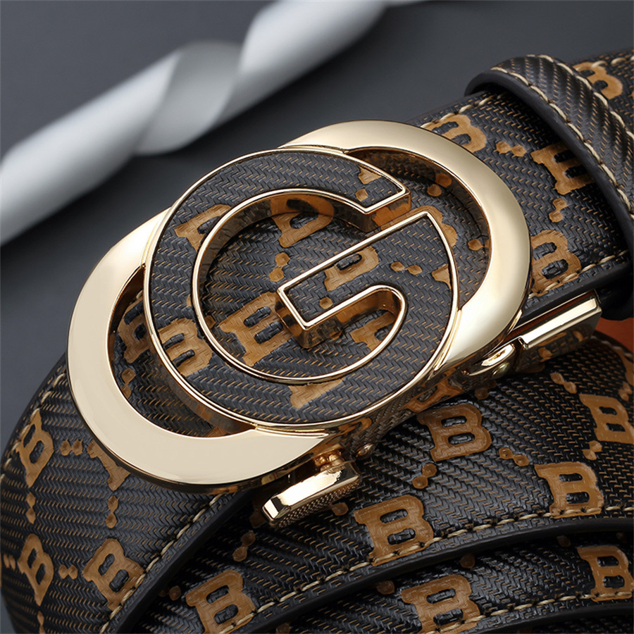Genuine Leather Men's Belt With Automatic Buckle For Casual Wear_voghion.com