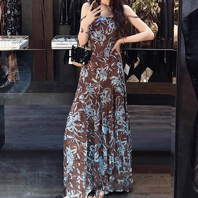 In Stock【Zelan】Cut-Out Floral Print Beaded Strap Dress 2026 Spring New Simple Versatile Dress In Stock【Zelan】Cut-Out Floral Print Beaded Strap Dress 2026 Spring New Simple Versatile Dress