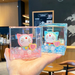2025 新アクリルオイルジングル猫流砂装飾品かわいい漫画人形デスクトップ装飾小さな装飾品