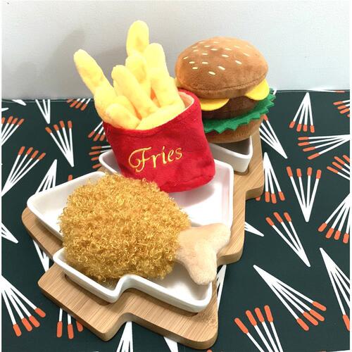 New Style French Fries Burger Pet Plush Talking Toy Dog and Cat Fun Chew Resistant Toy for Dogs Wholesale