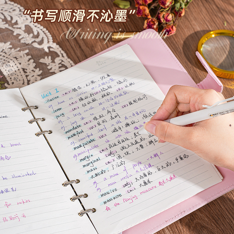 复古油画PU皮质笔记本高颜值活页厚本子日记本可拆卸A5手账本子|undefined