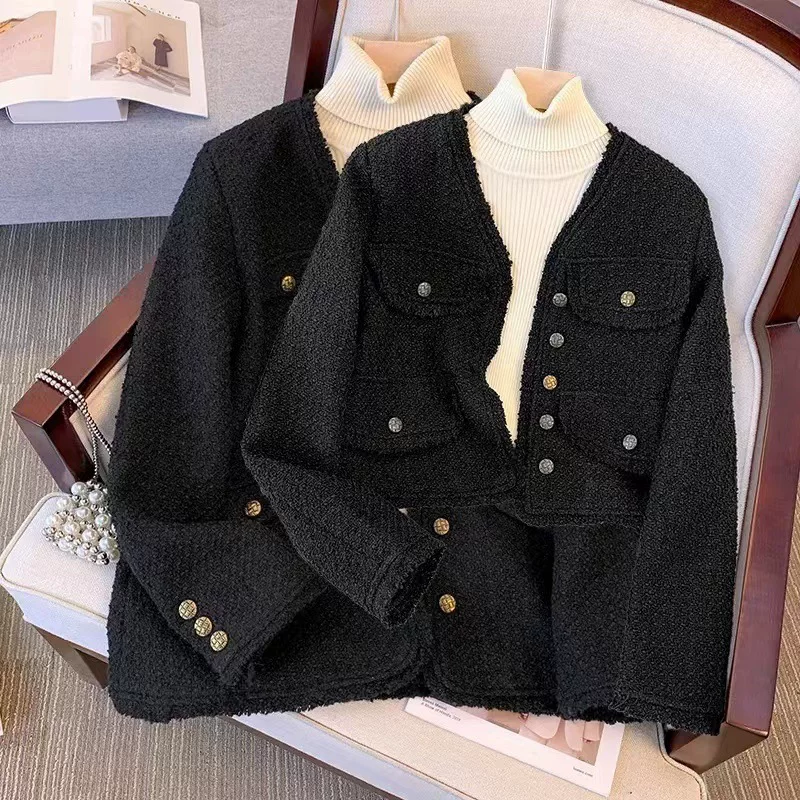 Демисезонная черная куртка, стиль Chanel, корейский стиль, высококачественный стиль, западный стиль