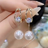 Small design advanced earrings from pearl, zirconium, silver needle, high-quality style, 925 sample silver, light luxury style, french style