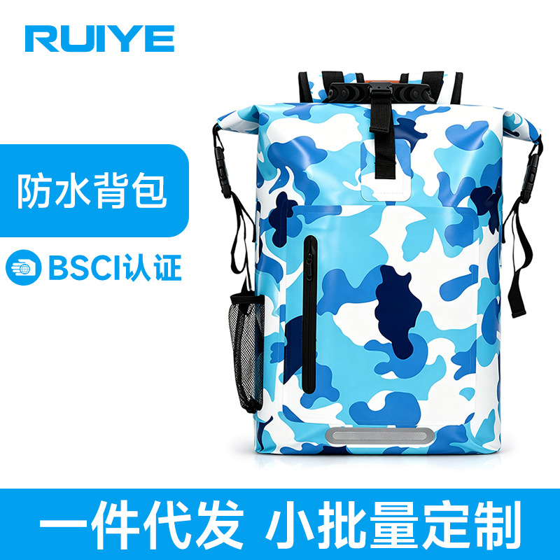 Custom-made outdoor waterproof backpack, PVC mesh waterproof bucket bag, waterproof storage bag for rafting, waterproof shoulder bag
