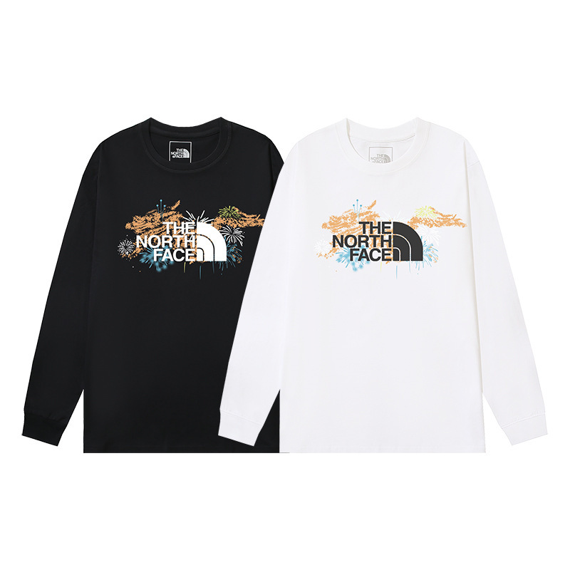 Authentic Nt North Face American-Style Trendy Letter Print Fashion Versatile Pure Cotton Round-Neck Long-Sleeve Top