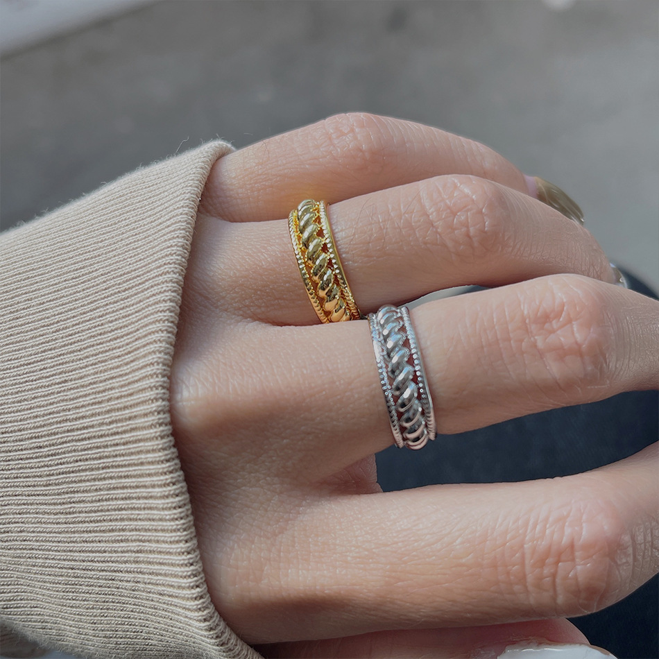 Fashion Geometric Copper Hollow Out Open Ring