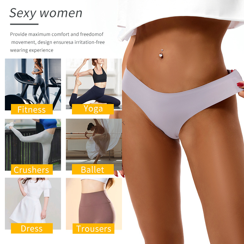 2024 new European and American cross-border sexy T pants Ice Silk seamless sports fitness close-fitting nude mid-waist women's underwear