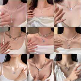 小清新精致高级感蝴蝶流苏项链女轻奢锁骨链百搭饰品颈链爆款批发