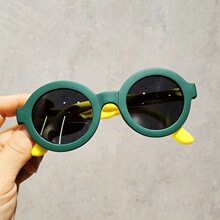 欧美风复古儿童太阳眼镜 个性折叠圆框潮童宝宝时尚偏光镜墨镜