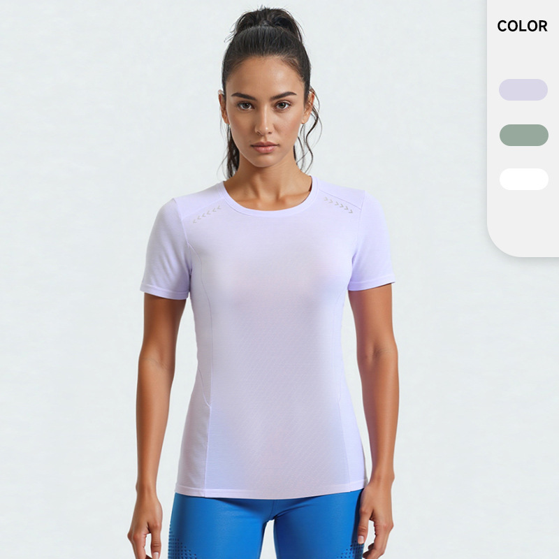 Europa y América nuevas camisetas deportivas transfronterizas mujeres yoga de verano ropa de fitness para mujeres running casual mangas cortas transpirables secado rápido