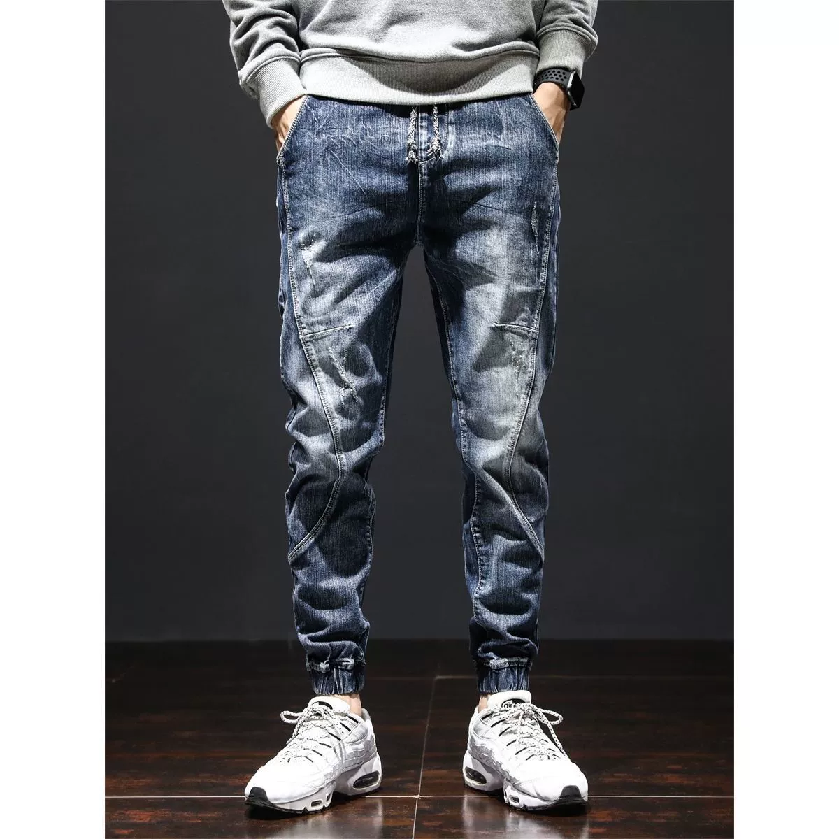 Новинка 2022 года, осенне-зимняя мужская облегающая рабочая одежда-шаровара на флисовой подкладке, теплая верхняя одежда, джинсы с флисом и утолщением.