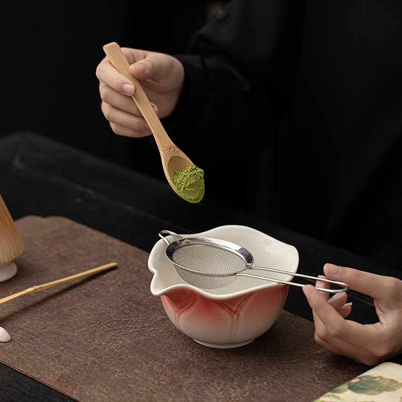 莲语抹茶八件套莲花陶瓷点茶碗茶筅立茶刷过滤网宋代茶百戏工具|undefined
