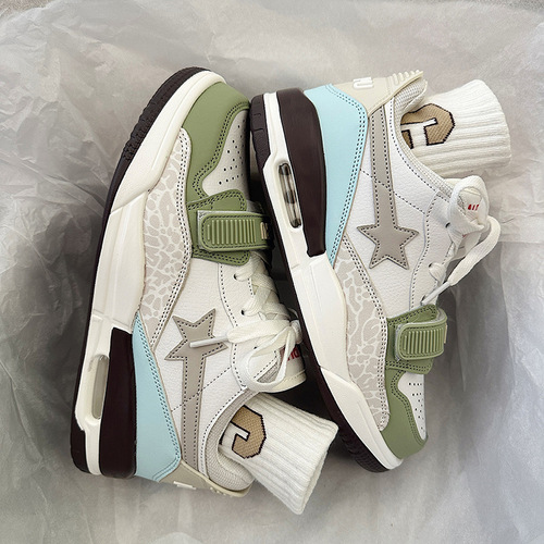 Small fresh spring fruit green contrasting color air cushion jogging shoes ulzzang trendy couple white sports sneakers for men and women