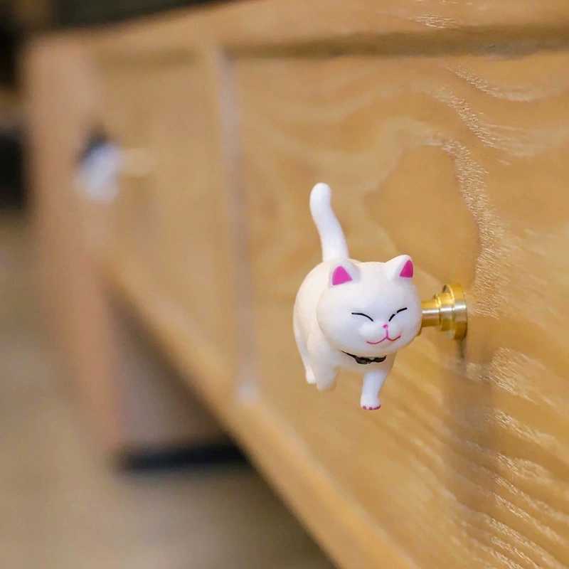 Легкая роскошная латунная смола, детская комната, ручка с милым котом, японский мультяшный животный шкаф, дверной ящик, ручка с одним отверстием