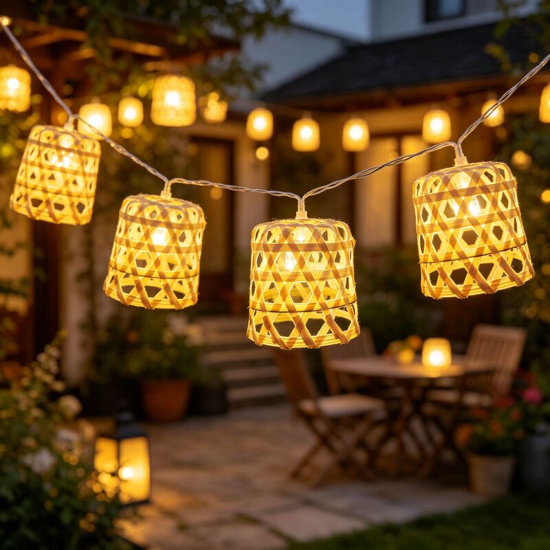 Handmade Bamboo String Light Lampshades Are Suitable for Restaurants, Tea Rooms, Corridors, Balconies, and Courtyards to Create an Atmospheric Bamboo Woven Lampshade Handmade Bamboo String Light Lampshades Are Suitable for Restaurants, Tea Rooms, Corridors, Balconies, and Courtyards to Create an Atmospheric Bamboo Woven Lampshade