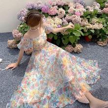 2022 Summerr rFrench Vintage Floal ress One-shoulde DPuDUDff