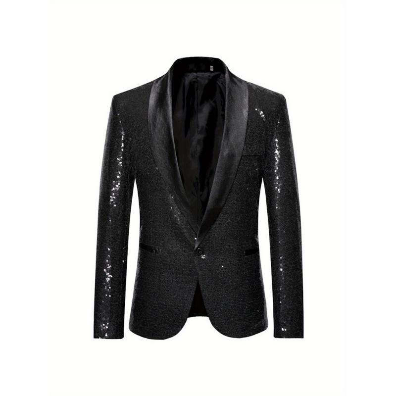 2025 New Cross-Border Dropshipping Men's Shiny Sequin Blazer One-Button Tuxedo Jacket 2025 New Cross-Border Dropshipping Men's Shiny Sequin Blazer One-Button Tuxedo Jacket