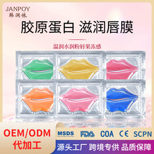 跨境专供淡唇纹唇贴膜补水保湿胶原蛋白唇膜贴去死皮凝胶水晶唇膜