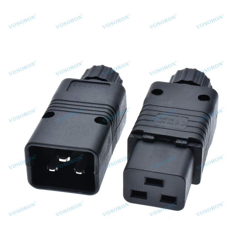 Iec320-C19/C20 Male and Female Power Connectors for Server Pdu/Ups, Detachable High-Power Wiring Plug