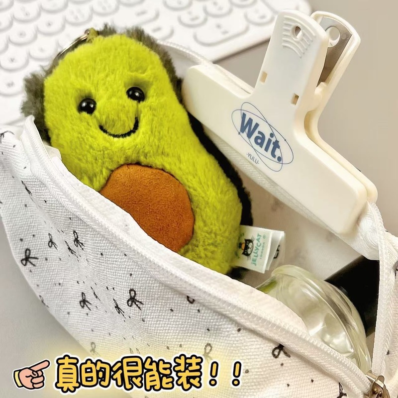 简约黑蝴蝶结笔袋高颜值可爱少女学生化妆包铅笔|undefined