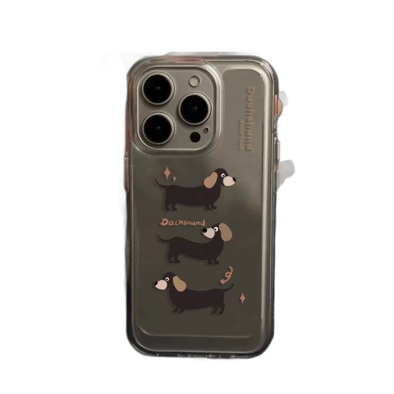 Чехол для телефона (Apple iPhone 7–16 серия) прозрачный с мультяшной таксой, защита от падений