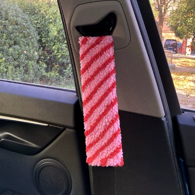 Anti-Wear Clothing Decoration High-End — Seat belt shoulder pad - dopamine-red-and-pink-stripes