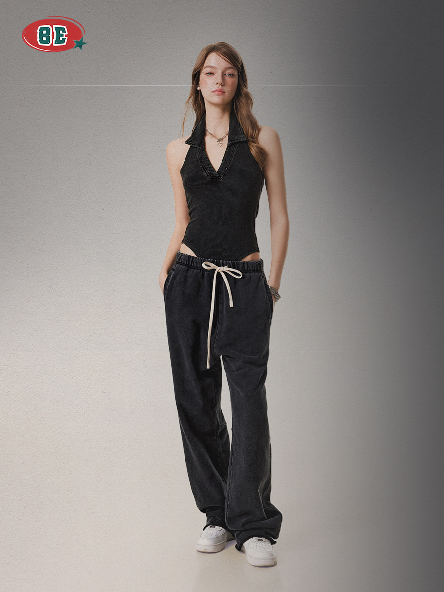 Ropa de mujer BE | Top Halter de Color Sólido para Mujer, Estilo Europeo y Americano, Verano 2025, Top Corto Sexy con Cuello en V, Mono para Mujer