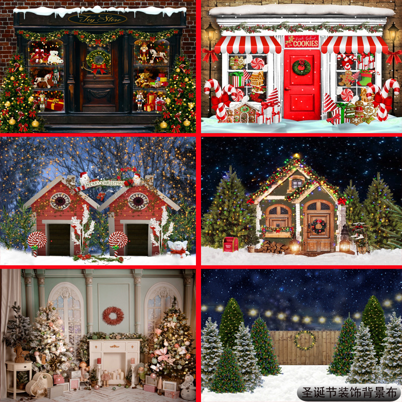 Factory Direct Supply Cross-border Birthday Background Banner Holiday Party Photography Background Cloth Christmas New Year Decoration Hanging Cloth