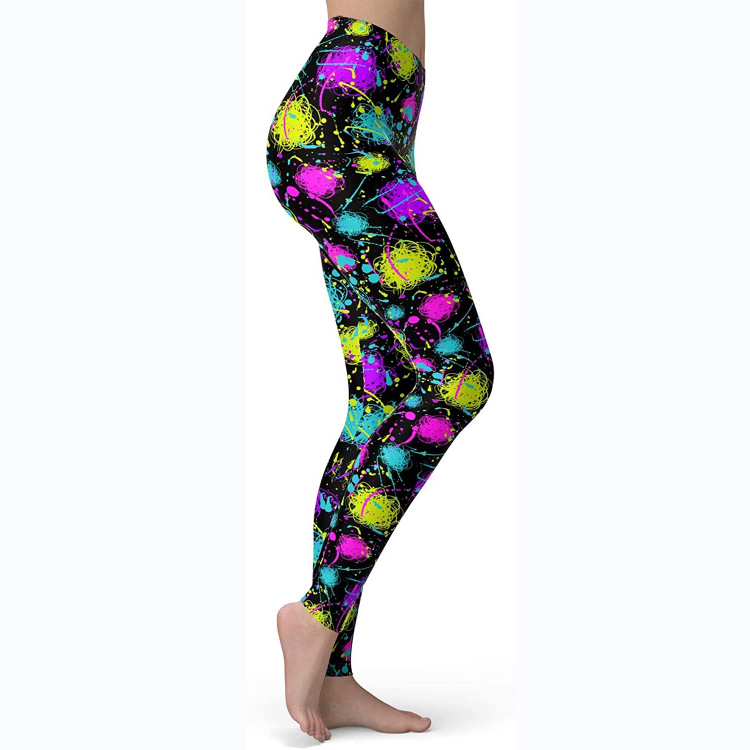 Abbigliamento da donna multicolore stampato slim fit fianchi sollevamento snellente grandi dimensioni corsa yoga fitness leggings_voghion.com
