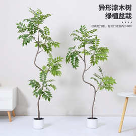 仿真植物摆件异形漆木叶盆栽日式轻奢侘寂风茶室公寓家居装饰绿植