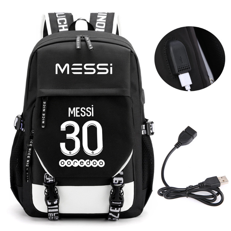 Estrellas de fútbol transfronterizas mochila perimetral mochila de computadora USB de gran capacidad para adolescentes bolsas escolares