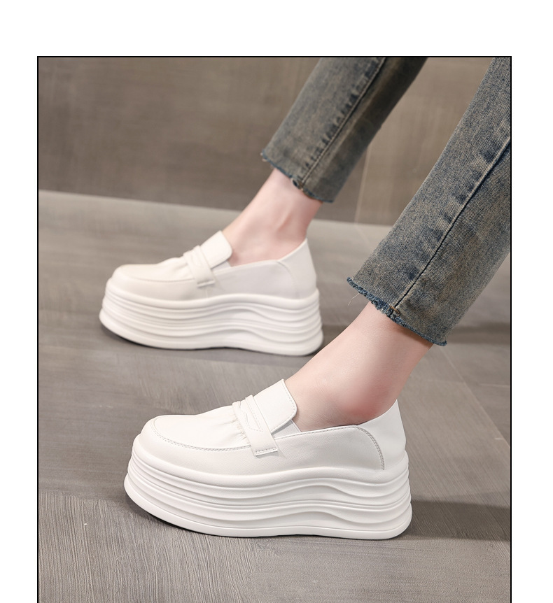 Giày sneaker nữ đế dày tăng chiều cao, phong cách thể thao trắng basic — màu trắng chi tiết 10
