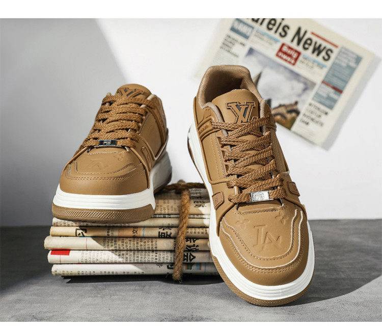 Giày sneaker nam cổ thấp đế dày phối màu, giày thể thao casual dây buộc — G8212 màu trắng, G8212 màu vàng lúa mì, G8212 trắng đen chi tiết 20
